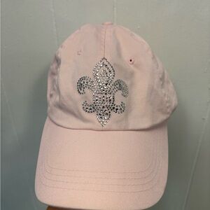 Pink and Silver Rhinestone Y2K Fleur De Lis Hat